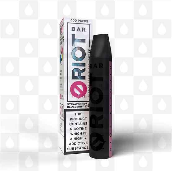 Strawberry & Blueberry Ice Riot Bar | Disposable Vapes, Strength & Puff Count: 10mg • 600 Puffs