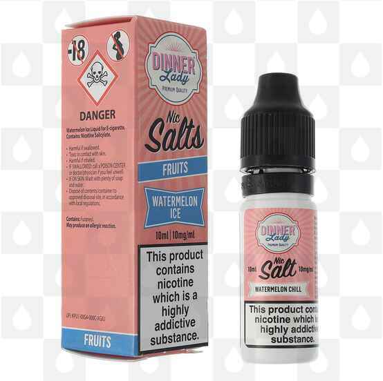 Watermelon Ice Nic Salt 50/50 by Dinner Lady E Liquid | 10ml Bottles, Strength & Size: 20mg • 10ml