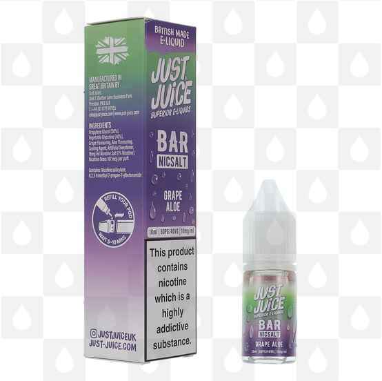 Grape Aloe | Bar Nic Salts by Just Juice E Liquid | 10ml Bottles, Strength & Size: 10mg • 10ml