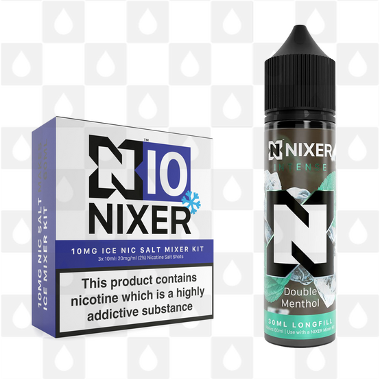 Double Menthol by Nixer E Liquid | 60ml Long Fill | Mixer Kit, Strength & Size: Salt 10mg Ice • 60ml • Inc Shots (50/50)
