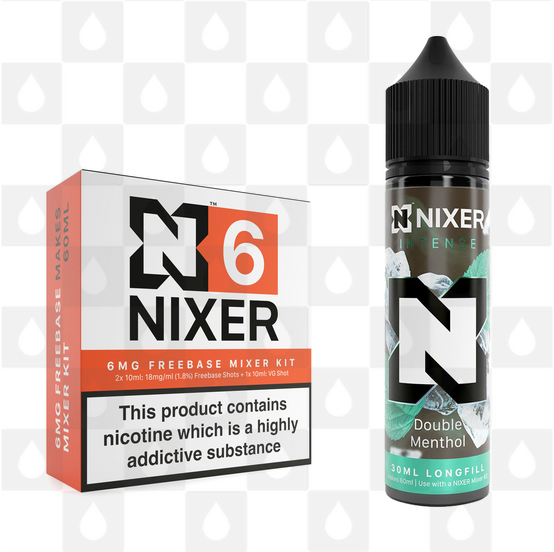 Double Menthol by Nixer E Liquid | 60ml Long Fill | Mixer Kit, Strength & Size: 06mg • 60ml • Inc Shots (70/30)
