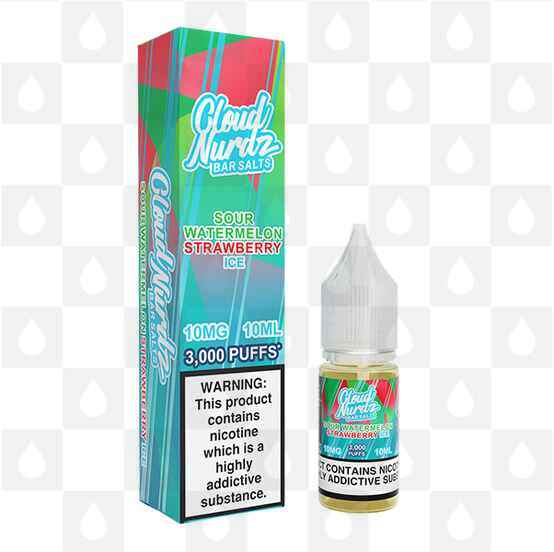 Sour Watermelon Strawberry Ice by Cloud Nurdz E Liquid | 10ml Nic Salt, Strength & Size: 20mg • 10ml