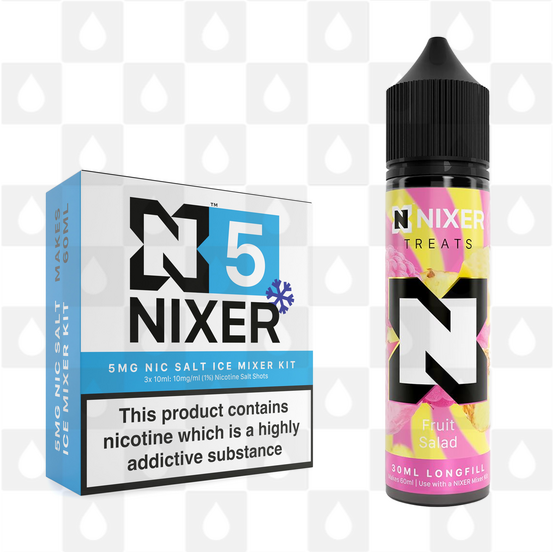 Fruit Salad by Nixer E Liquid | 60ml Long Fill | Mixer Kit, Nicotine Type: Nicotine Salt, Strength & Size: 05mg Ice Salt • 60ml • Inc Shots (50/50)