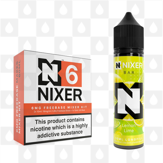 Lemon Lime by Nixer E Liquid | 60ml Long Fill | Mixer Kit, Strength & Size: 06mg • 60ml • Inc Shots (70/30)