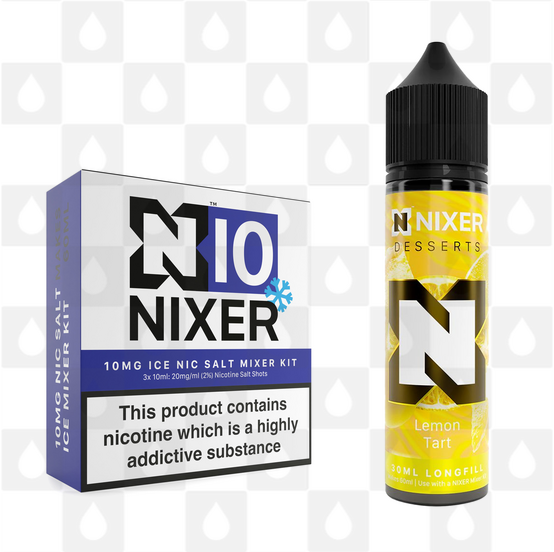 Lemon Tart by Nixer E Liquid | 60ml Long Fill | Mixer Kit, Nicotine Type: Nicotine Salt, Strength & Size: 10mg Salt Ice • 60ml • Inc Shots (50/50)