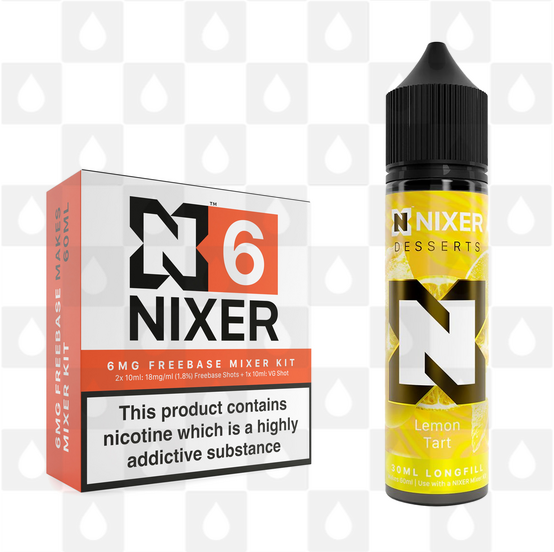 Lemon Tart by Nixer E Liquid | 60ml Long Fill | Mixer Kit, Strength & Size: 06mg • 60ml • Inc Shots (70/30)