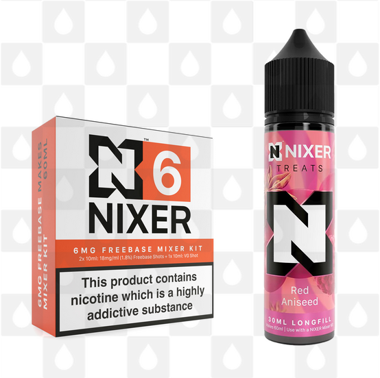 Red Aniseed by Nixer E Liquid | 60ml Long Fill | Mixer Kit, Strength & Size: 06mg • 60ml • Inc Shots (70/30)