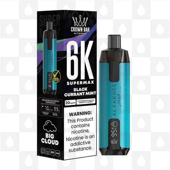Blackcurrant Mint | Crown Bar by Al Fakher Supermax 6000 | Disposable Vapes