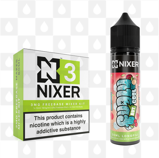 Cherry Peach & Rhubarb by Fugly But Cool x Nixer E Liquid | 60ml Long Fill, Nicotine Type: Nicotine Free, Strength & Size: 00mg • 60ml • Inc VG/PG Shots (50/50)