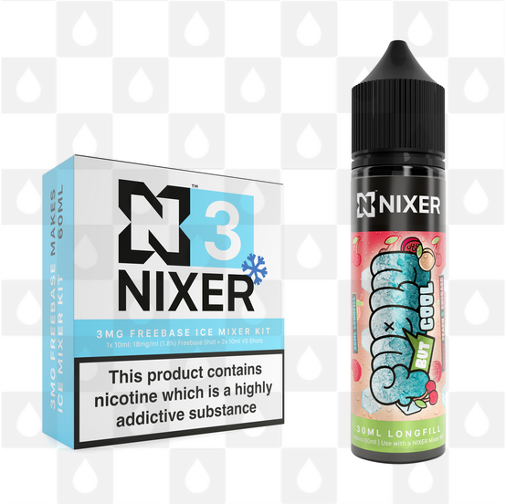 Cherry Peach & Rhubarb by Fugly But Cool x Nixer E Liquid | 60ml Long Fill, Strength & Size: 03mg Ice • 60ml • Inc Shots (70/30)