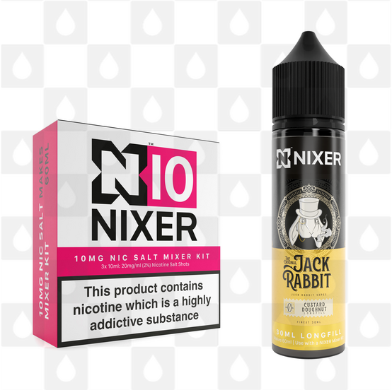 Custard Doughnut by Jack Rabbit x Nixer E Liquid | 60ml Long Fill, Nicotine Type: Nicotine Salt, Strength & Size: 10mg Salt • 60ml • Inc Shots (50/50)