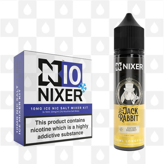 Custard Doughnut by Jack Rabbit x Nixer E Liquid | 60ml Long Fill, Nicotine Type: Nicotine Salt, Strength & Size: 10mg Salt Ice • 60ml • Inc Shots (50/50)