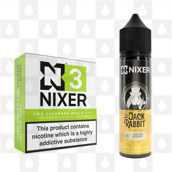 Custard Doughnut by Jack Rabbit x Nixer E Liquid | 60ml Long Fill, Nicotine Type: Nicotine Free, Strength & Size: 00mg • 60ml • Inc VG/PG Shots (50/50)