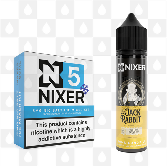 Custard Doughnut by Jack Rabbit x Nixer E Liquid | 60ml Long Fill, Nicotine Type: Nicotine Salt, Strength & Size: 05mg Ice Salt • 60ml • Inc Shots (50/50)