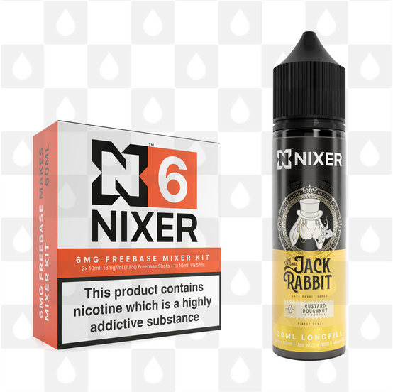 Custard Doughnut by Jack Rabbit x Nixer E Liquid | 60ml Long Fill, Nicotine Type: Regular Nicotine, Strength & Size: 06mg • 60ml • Inc Shots (70/30)