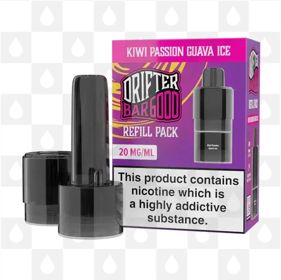 Kiwi Passionfruit Guava Ice | Drifter Bar 6000 Replacement Pods, Strength & Puff Count: 20mg • 6000 Puffs • V1