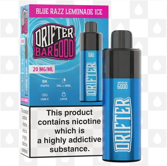 Drifter Bar 6000 | 6000 Puff | Pre-Filled Vape Kit, Battery Type: V1, Strength & Puff Count: 20mg • 6000 Puffs, Flavour: Blue Razz Lemonade Ice