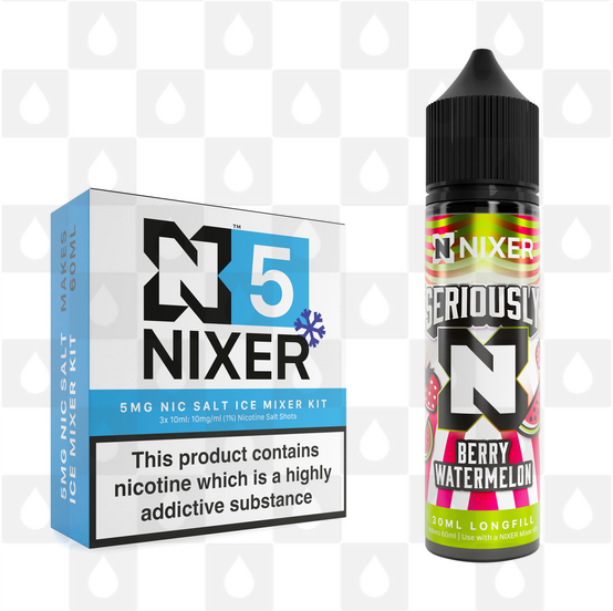 Berry Watermelon by Seriously x Nixer E Liquid | 60ml Long Fill, Nicotine Type: Nicotine Salt, Strength & Size: 05mg Ice Salt • 60ml • Inc Shots (50/50)