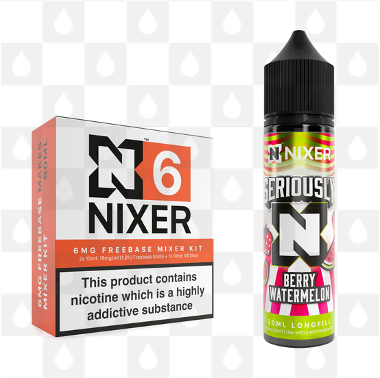 Berry Watermelon by Seriously x Nixer E Liquid | 60ml Long Fill, Nicotine Type: Regular Nicotine, Strength & Size: 06mg • 60ml • Inc Shots (70/30)