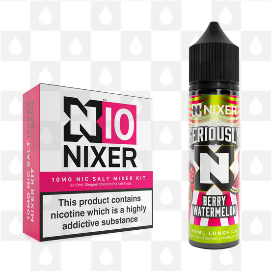 Berry Watermelon by Seriously x Nixer E Liquid | 60ml Long Fill, Nicotine Type: Nicotine Salt, Strength & Size: 10mg Salt • 60ml • Inc Shots (50/50)