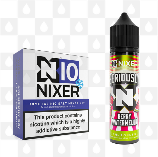 Berry Watermelon by Seriously x Nixer E Liquid | 60ml Long Fill, Nicotine Type: Nicotine Salt, Strength & Size: 10mg Salt Ice • 60ml • Inc Shots (50/50)