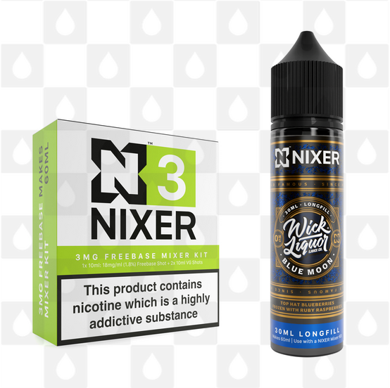 Blue Moon by Wick Liquor x Nixer E Liquid | 60ml Long Fill, Nicotine Type: Nicotine Free, Strength & Size: 00mg • 60ml • Inc VG/PG Shots (50/50)