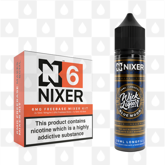 Blue Moon by Wick Liquor x Nixer E Liquid | 60ml Long Fill, Nicotine Type: Regular Nicotine, Strength & Size: 06mg • 60ml • Inc Shots (70/30)