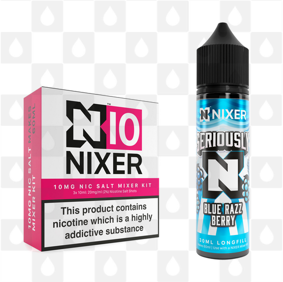 Blue Razz Berry by Seriously x Nixer E Liquid | 60ml Long Fill, Strength & Size: Salt 10mg • 60ml • Inc Shots (50/50)