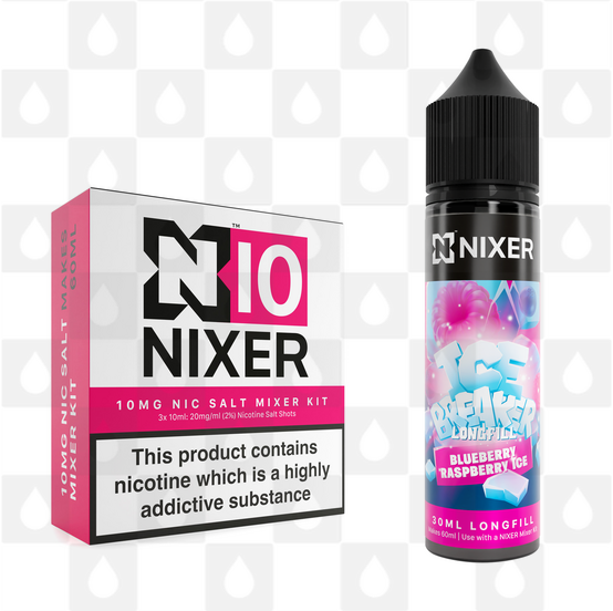 Blue Raspberry Ice by Ice Breaker x Nixer E Liquid | 60ml Long Fill, Nicotine Type: Nicotine Salt, Strength & Size: 10mg Salt • 60ml • Inc Shots (50/50)