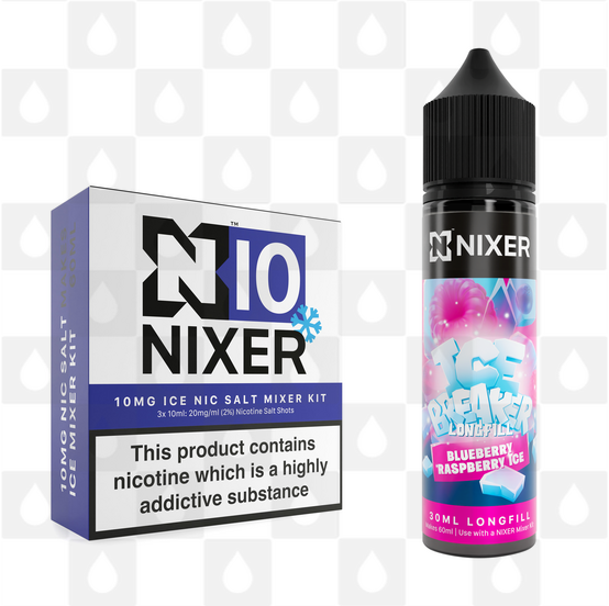 Blue Raspberry Ice by Ice Breaker x Nixer E Liquid | 60ml Long Fill, Nicotine Type: Nicotine Salt, Strength & Size: 10mg Salt Ice • 60ml • Inc Shots (50/50)