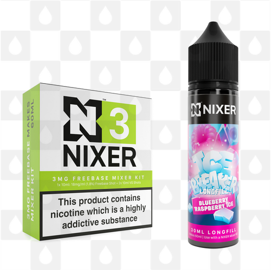 Blue Raspberry Ice by Ice Breaker x Nixer E Liquid | 60ml Long Fill, Nicotine Type: Nicotine Free, Strength & Size: 00mg • 60ml • Inc VG/PG Shots (50/50)