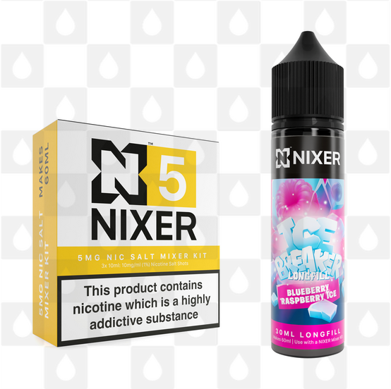 Blue Raspberry Ice by Ice Breaker x Nixer E Liquid | 60ml Long Fill, Nicotine Type: Nicotine Salt, Strength & Size: 05mg Salt • 60ml • Inc Shots (50/50)