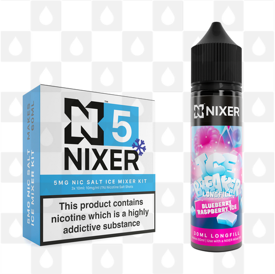 Blue Raspberry Ice by Ice Breaker x Nixer E Liquid | 60ml Long Fill, Nicotine Type: Nicotine Salt, Strength & Size: 05mg Ice Salt • 60ml • Inc Shots (50/50)