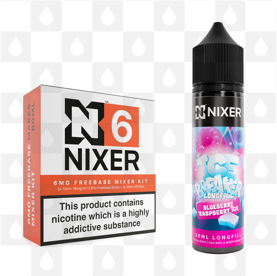 Blue Raspberry Ice by Ice Breaker x Nixer E Liquid | 60ml Long Fill, Nicotine Type: Regular Nicotine, Strength & Size: 06mg • 60ml • Inc Shots (70/30)