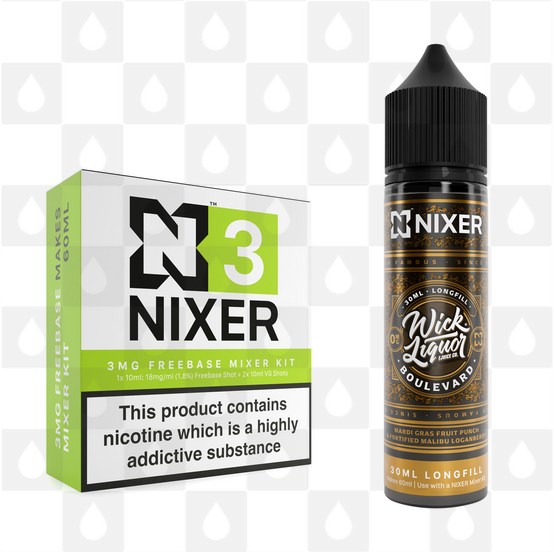 Boulevard by Wick Liquor x Nixer E Liquid | 60ml Long Fill, Nicotine Type: Nicotine Free, Strength & Size: 00mg • 60ml • Inc VG/PG Shots (50/50)