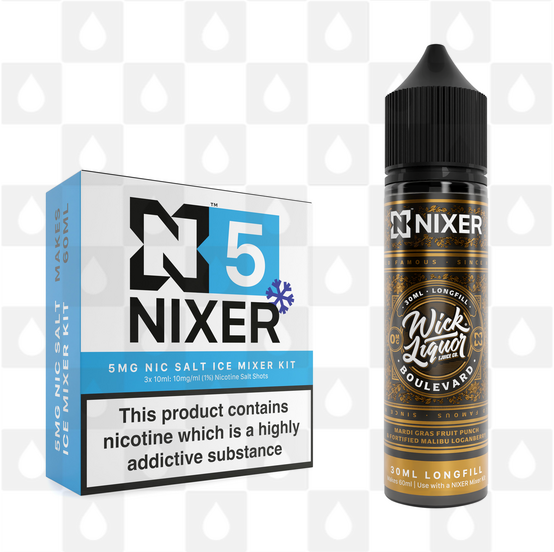 Boulevard by Wick Liquor x Nixer E Liquid | 60ml Long Fill, Strength & Size: Salt 05mg Ice • 60ml • Inc Shots (50/50)