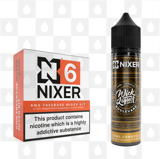 Boulevard by Wick Liquor x Nixer E Liquid | 60ml Long Fill, Nicotine Type: Regular Nicotine, Strength & Size: 06mg • 60ml • Inc Shots (70/30)