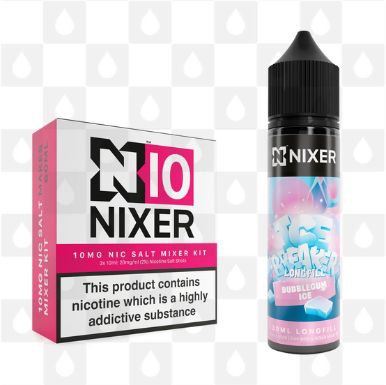 Bubblegum Ice by Ice Breaker x Nixer E Liquid | 60ml Long Fill, Nicotine Type: Nicotine Salt, Strength & Size: 10mg Salt • 60ml • Inc Shots (50/50)