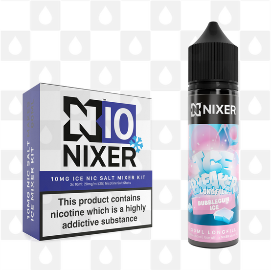 Bubblegum Ice by Ice Breaker x Nixer E Liquid | 60ml Long Fill, Nicotine Type: Nicotine Salt, Strength & Size: 10mg Salt Ice • 60ml • Inc Shots (50/50)