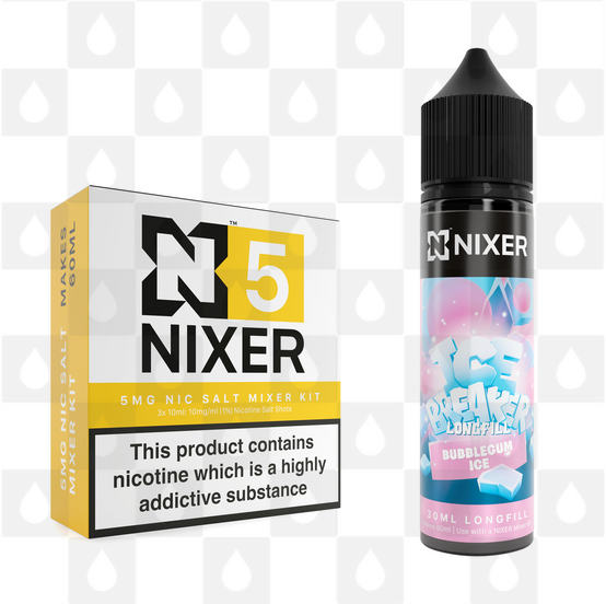 Bubblegum Ice by Ice Breaker x Nixer E Liquid | 60ml Long Fill, Nicotine Type: Nicotine Salt, Strength & Size: 05mg Salt • 60ml • Inc Shots (50/50)