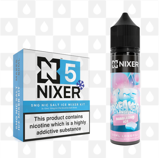 Bubblegum Ice by Ice Breaker x Nixer E Liquid | 60ml Long Fill, Nicotine Type: Nicotine Salt, Strength & Size: 05mg Ice Salt • 60ml • Inc Shots (50/50)