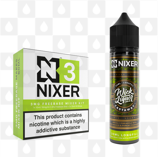 Castaway by Wick Liquor x Nixer E Liquid | 60ml Long Fill, Nicotine Type: Nicotine Free, Strength & Size: 00mg • 60ml • Inc VG/PG Shots (50/50)