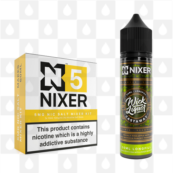 Castaway by Wick Liquor x Nixer E Liquid | 60ml Long Fill, Strength & Size: Salt 05mg • 60ml • Inc Shots (50/50)