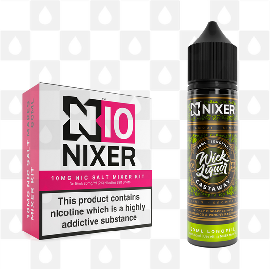 Castaway by Wick Liquor x Nixer E Liquid | 60ml Long Fill, Strength & Size: Salt 10mg • 60ml • Inc Shots (50/50)