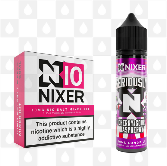 Cherry Sour Raspberry by Seriously x Nixer E Liquid | 60ml Long Fill, Strength & Size: Salt 10mg • 60ml • Inc Shots (50/50)