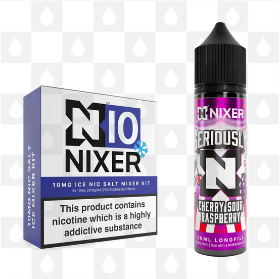 Cherry Sour Raspberry by Seriously x Nixer E Liquid | 60ml Long Fill, Nicotine Type: Nicotine Salt, Strength & Size: 10mg Salt Ice • 60ml • Inc Shots (50/50)