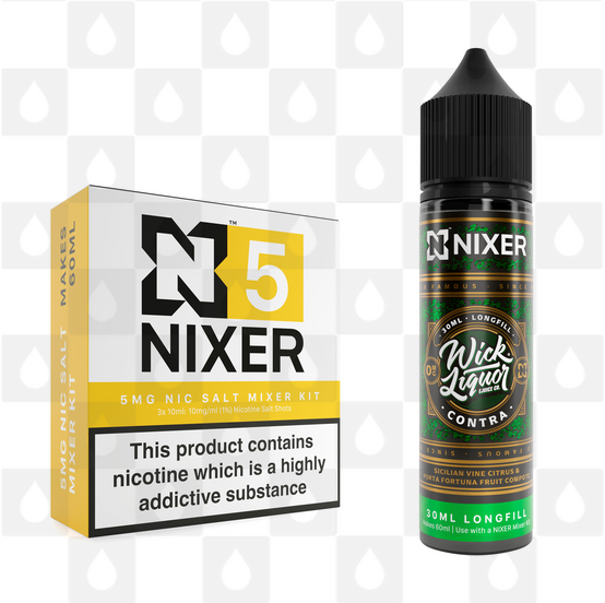 Contra by Wick Liquor x Nixer E Liquid | 60ml Long Fill, Strength & Size: Salt 05mg • 60ml • Inc Shots (50/50)