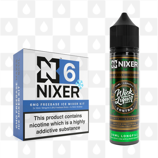 Contra by Wick Liquor x Nixer E Liquid | 60ml Long Fill, Strength & Size: 06mg Ice • 60ml • Inc Shots (70/30)