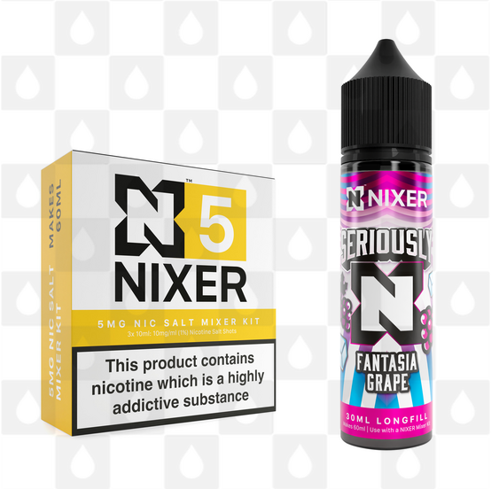 Fantasia Grape by Seriously x Nixer E Liquid | 60ml Long Fill, Nicotine Type: Nicotine Salt, Strength & Size: 05mg Salt • 60ml • Inc Shots (50/50)