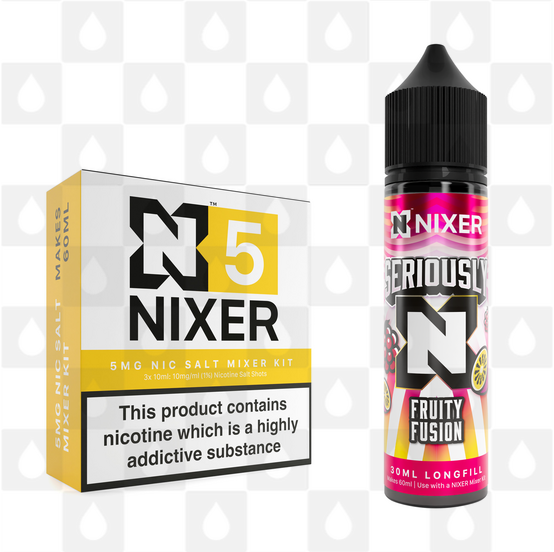 Fruity Fusion by Seriously x Nixer E Liquid | 60ml Long Fill, Nicotine Type: Nicotine Salt, Strength & Size: 05mg Salt • 60ml • Inc Shots (50/50)